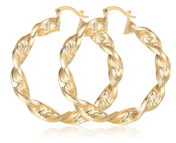 Minimalist Textured Gold Hoops
