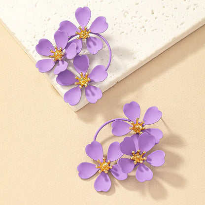 Floral C Shape Hoop Earrings