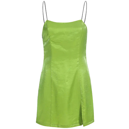 Satin Avocado Green Slip Dress