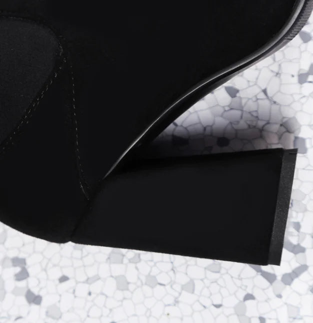 Color Block Chunky Heeled Over-the-Knee Suede Boots