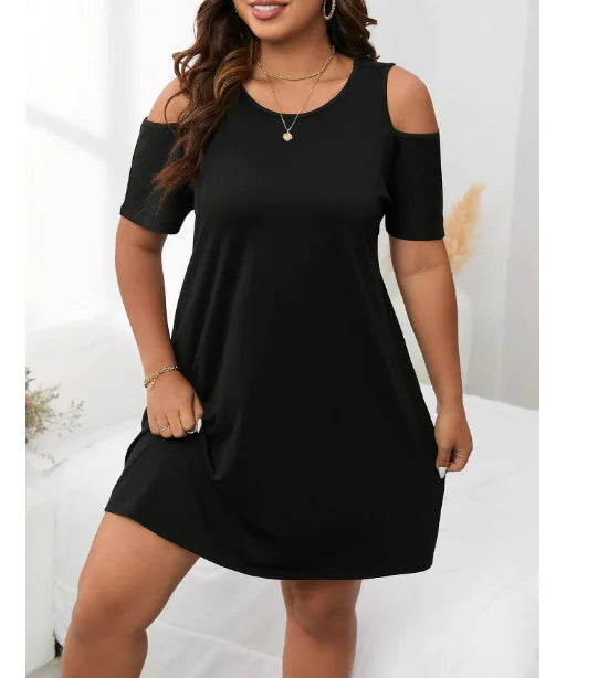 Plus Size Knit Off-Shoulder Dress