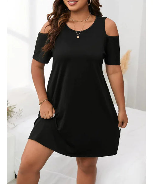 Plus Size Knit Off-Shoulder Dress