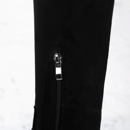 Color Block Chunky Heeled Over-the-Knee Suede Boots