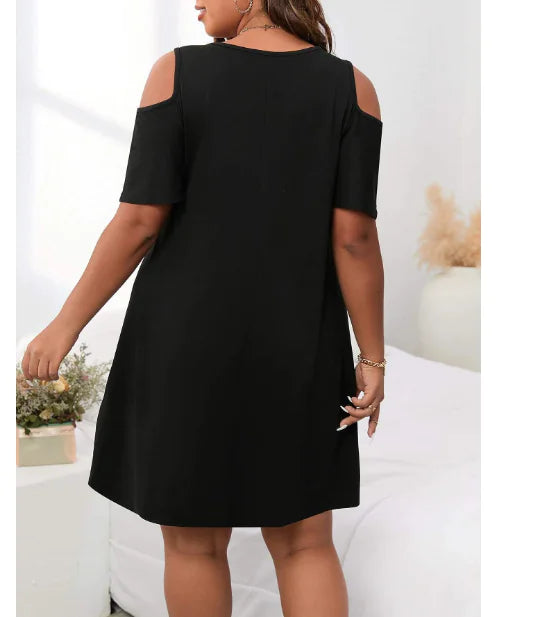 Plus Size Knit Off-Shoulder Dress