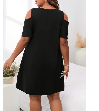 Plus Size Knit Off-Shoulder Dress