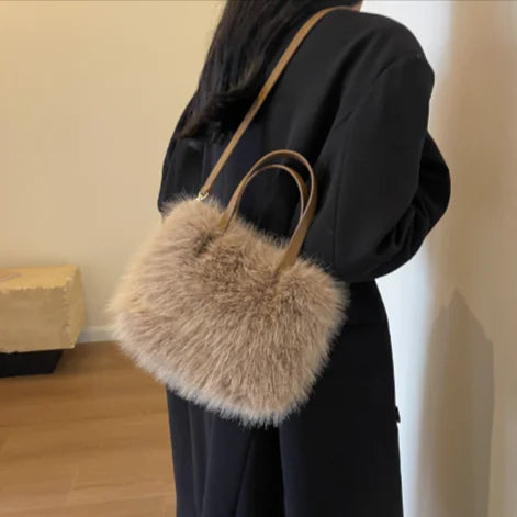 Faux Fox Plush Crossbody