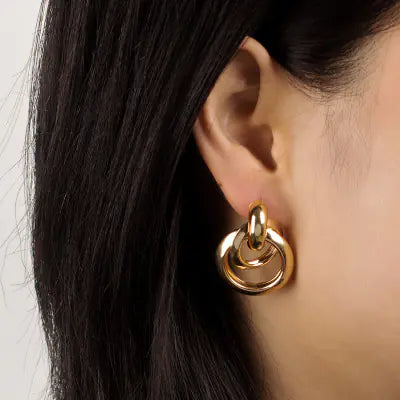 Interlock Metal Hoop Earrings