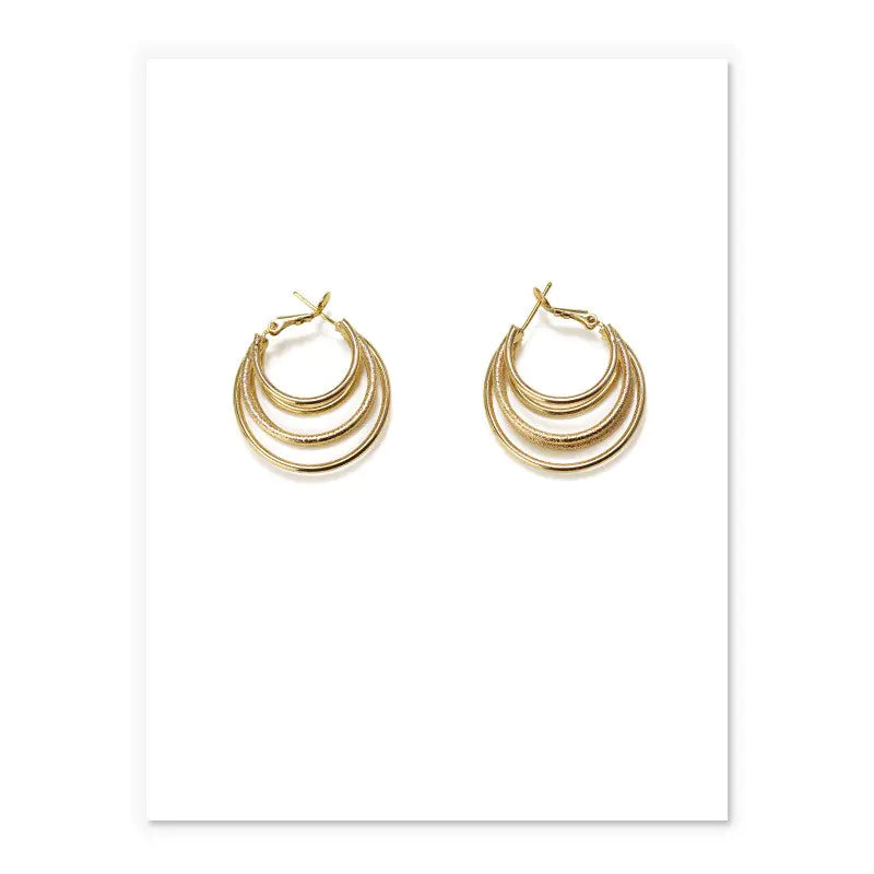 Tri-Gold Hoop Earrings