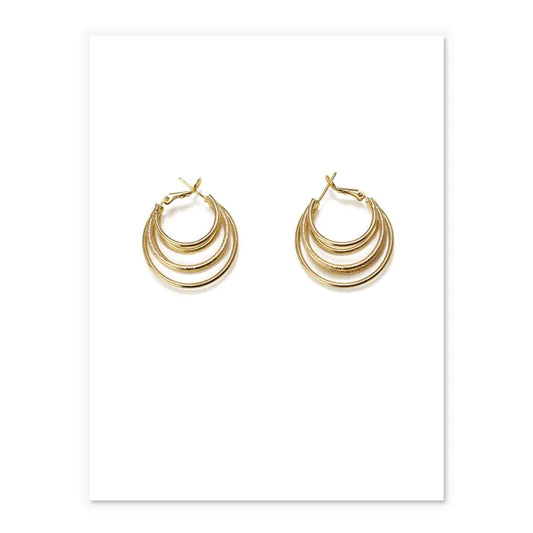 Tri-Gold Hoop Earrings