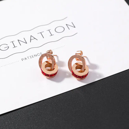 Rose Gold Diamond Double Hoop Earrings