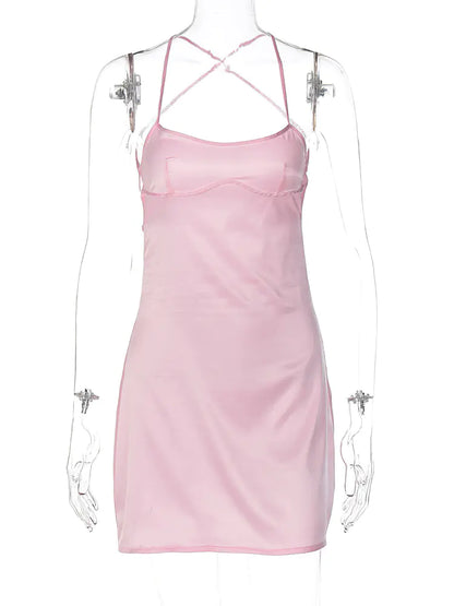 Backless Satin Mini Dress