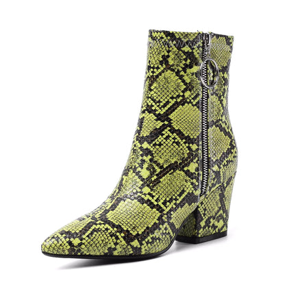 Snake Print Ankle Boots