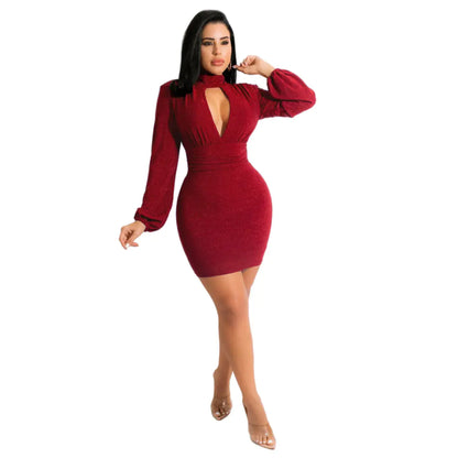 Sexy Deep V Lacquer Dress