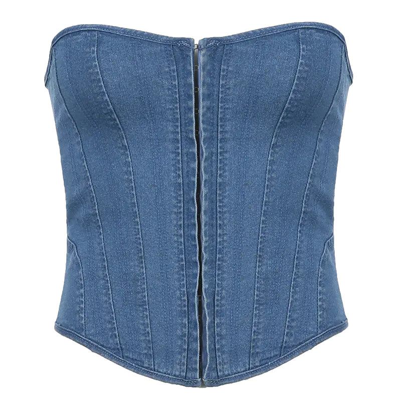 Street Style Denim Corset Top