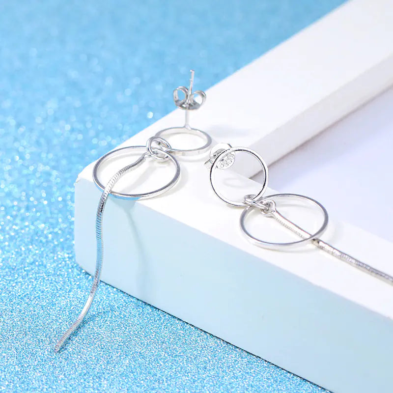 Silver Tassel Hoop Earrings