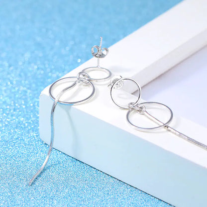 Silver Tassel Hoop Earrings