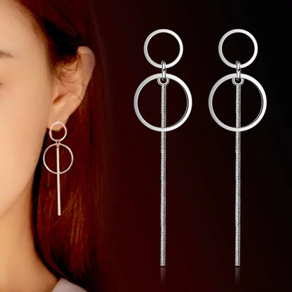 Silver Tassel Hoop Earrings