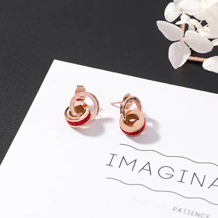 Rose Gold Diamond Double Hoop Earrings