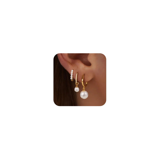 Pearl Earrings Set (3 pairs)