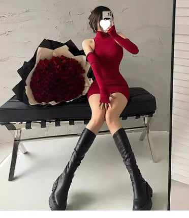 Sandra Turtleneck Halter Dress