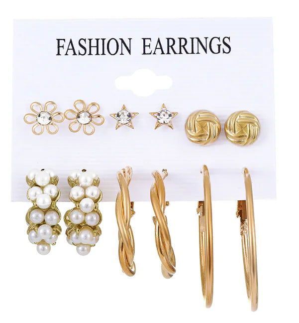 Korean Style Tassel Earrings Set (6 Pairs)