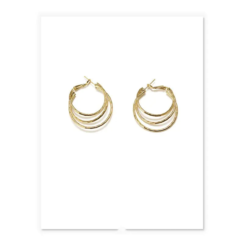 Tri-Gold Hoop Earrings