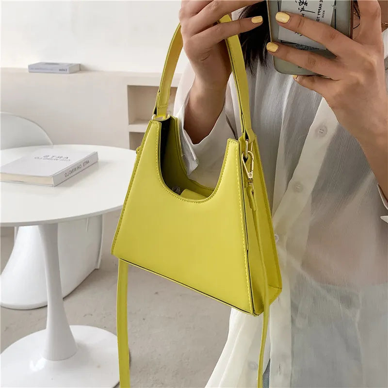 Solid Color Retro Shoulder Bag