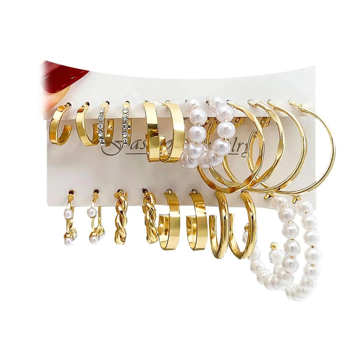 Golden Pearl Hoop Earrings Bundle