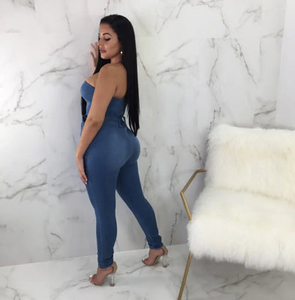 Victoria Strapless Denim Jumpsuit