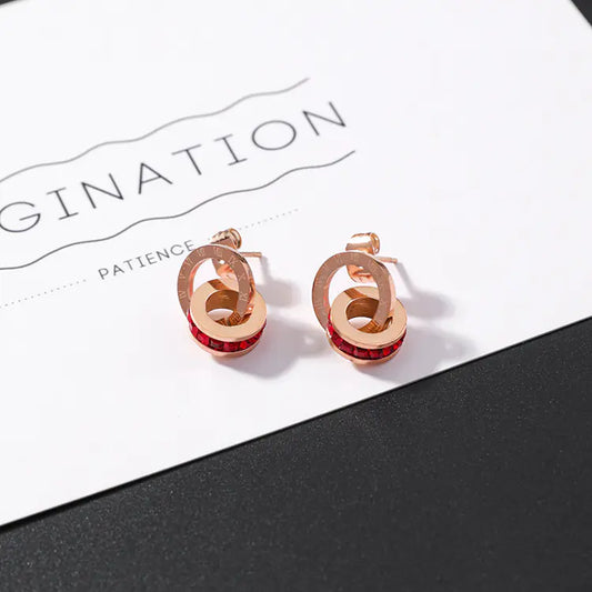 Rose Gold Diamond Double Hoop Earrings