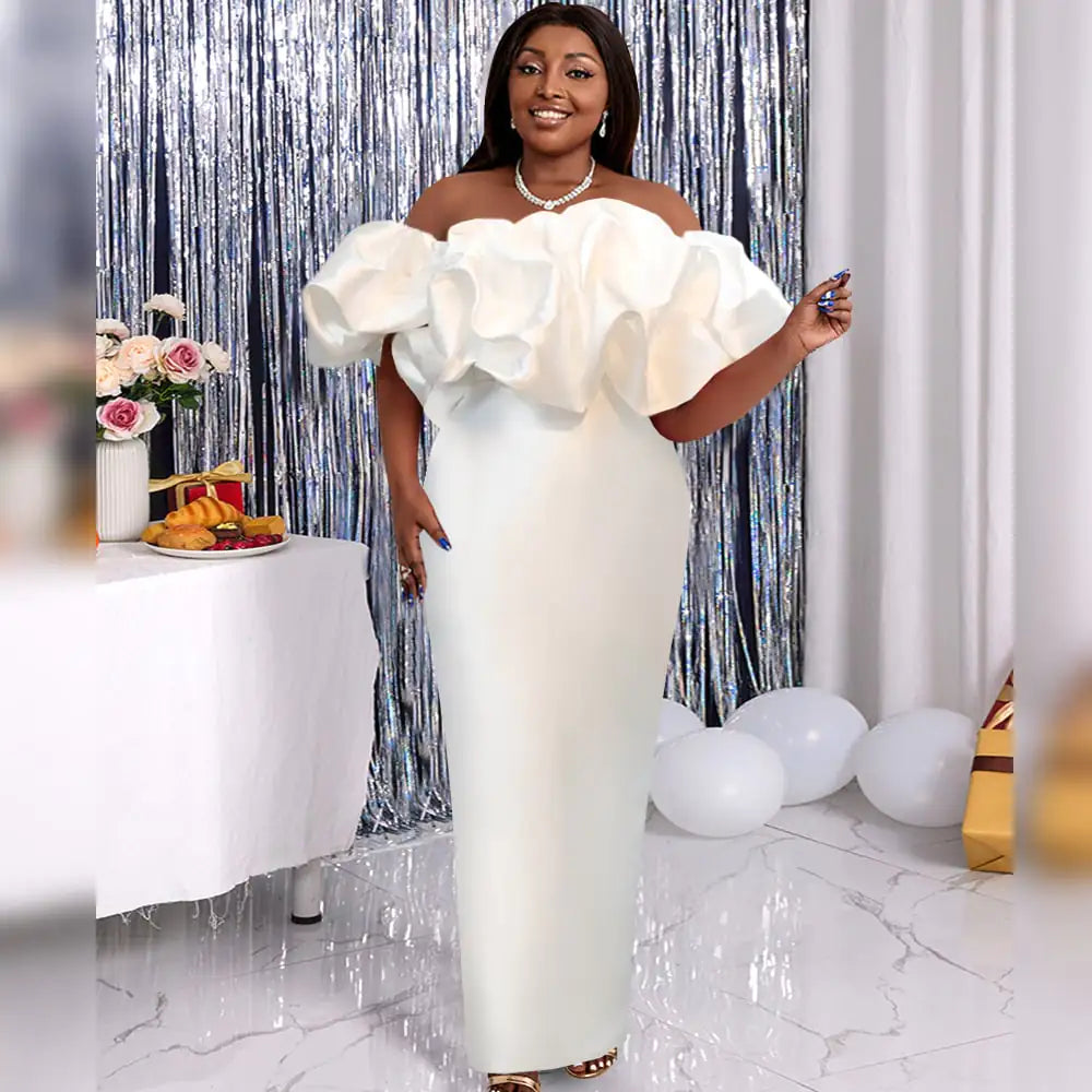 French Ruffled Evening Dress