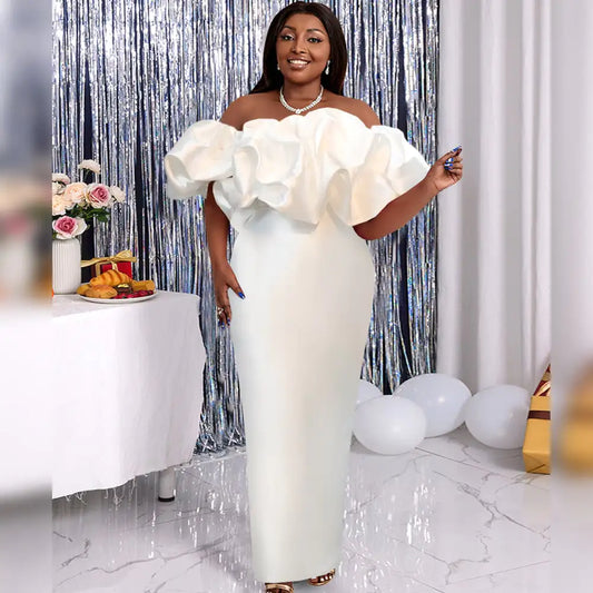 French Ruffled Evening Dress