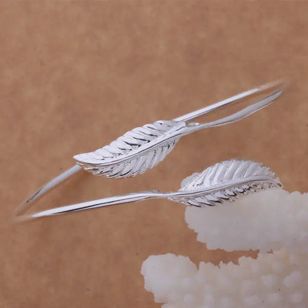 Leaf and Feather Open Bangles