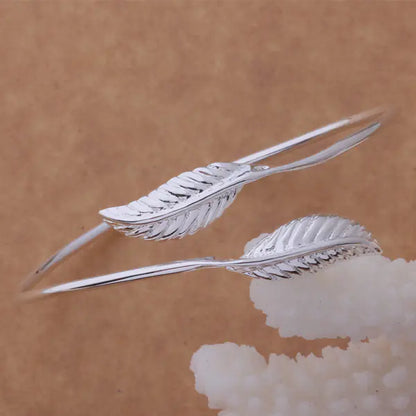 Leaf and Feather Open Bangles