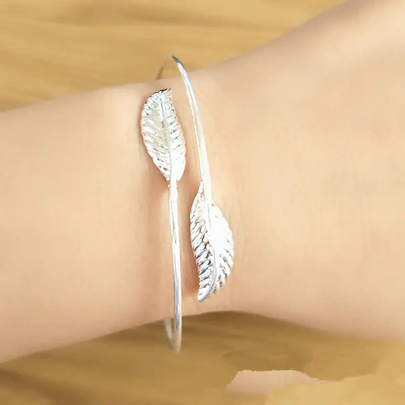 Leaf and Feather Open Bangles
