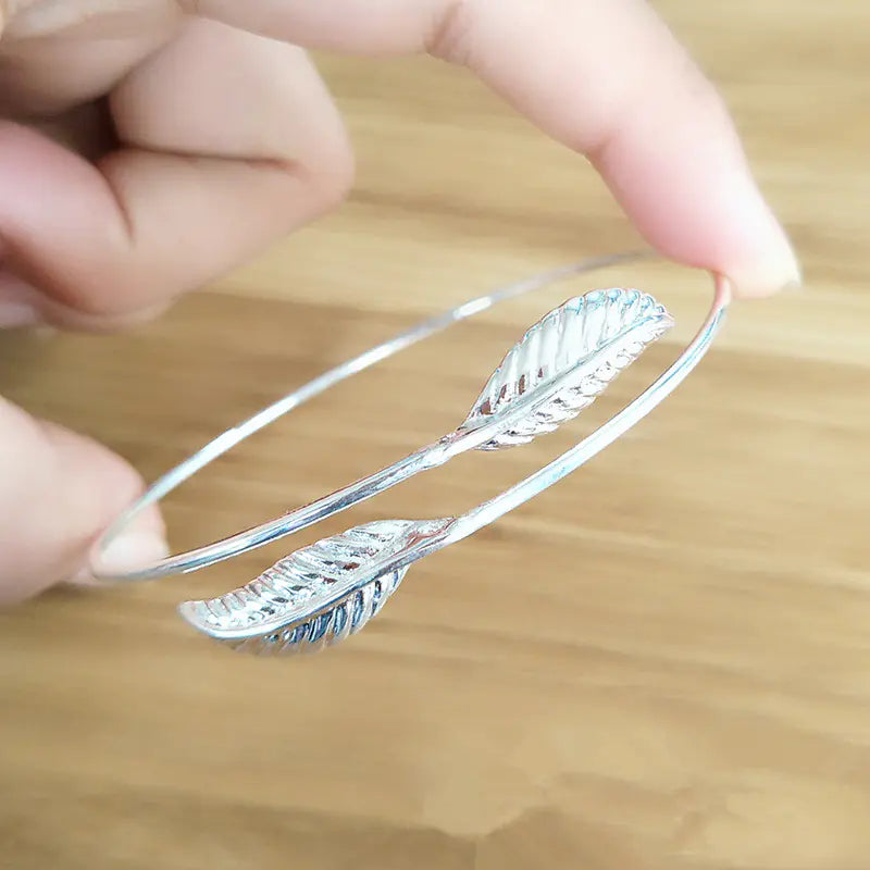 Leaf and Feather Open Bangles