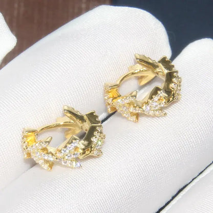 Laurel Leaf Crystal Hoop Earrings