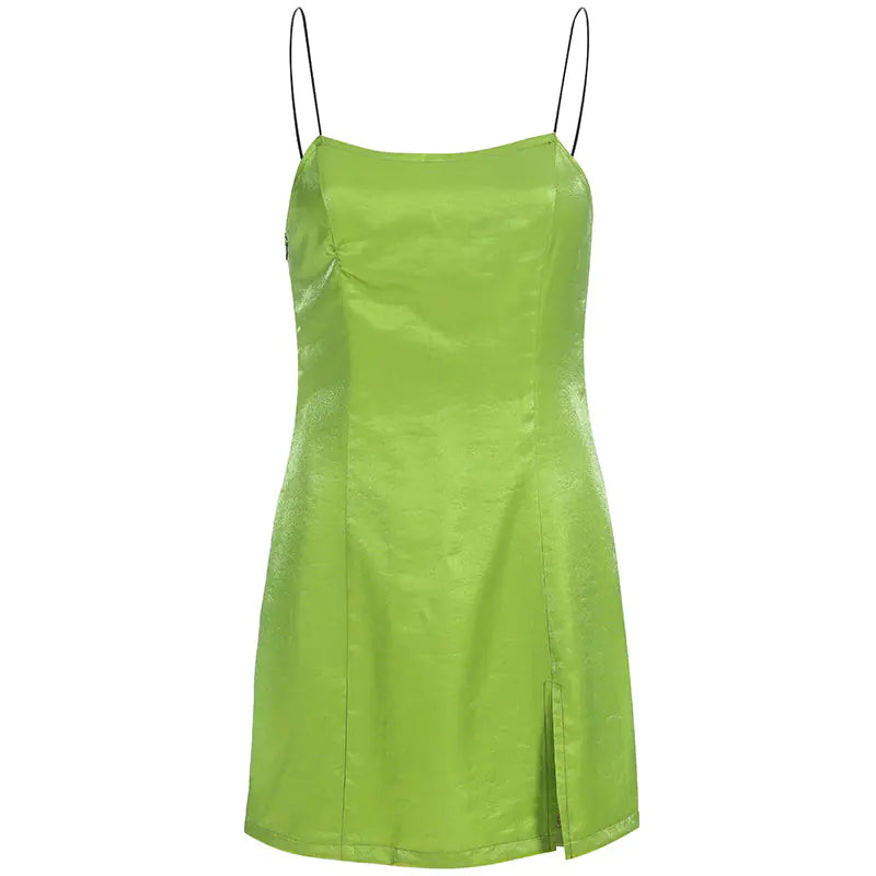 Satin Avocado Green Slip Dress