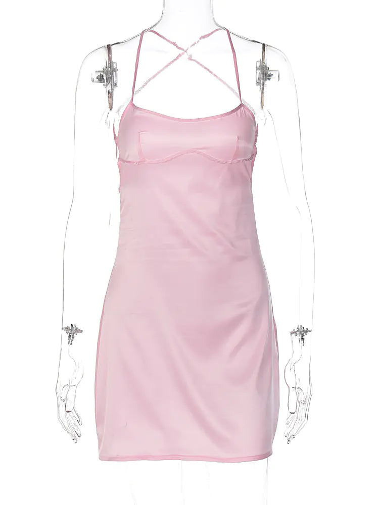 Backless Satin Mini Dress