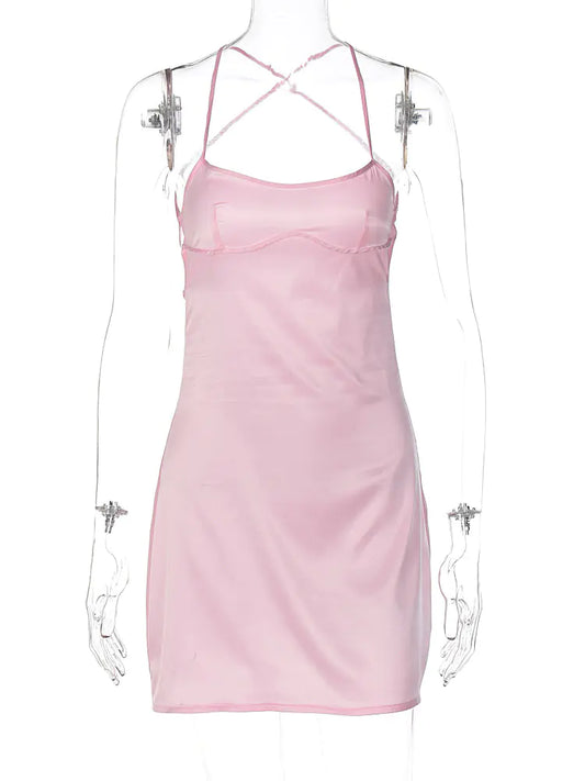 Backless Satin Mini Dress