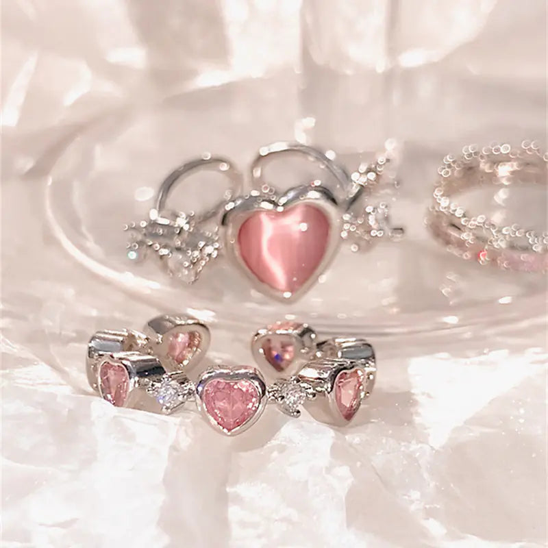 Pink Hearts Ring