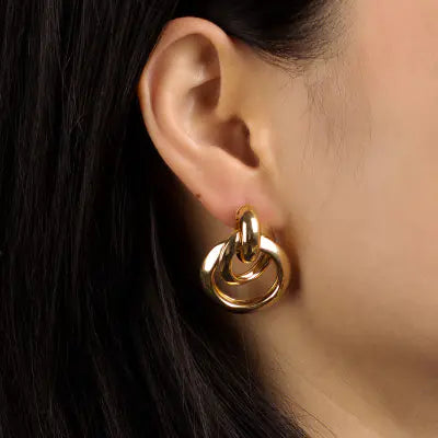 Interlock Metal Hoop Earrings