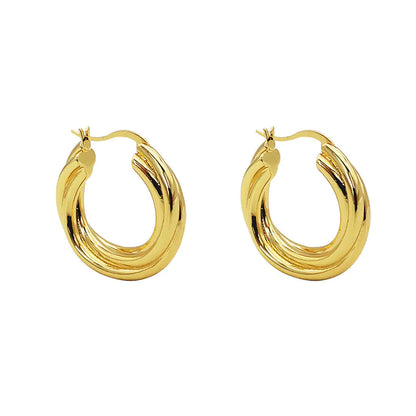 Luxury Minimalist Gold Twist Hoop Earrings