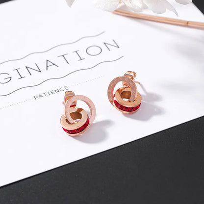 Rose Gold Diamond Double Hoop Earrings