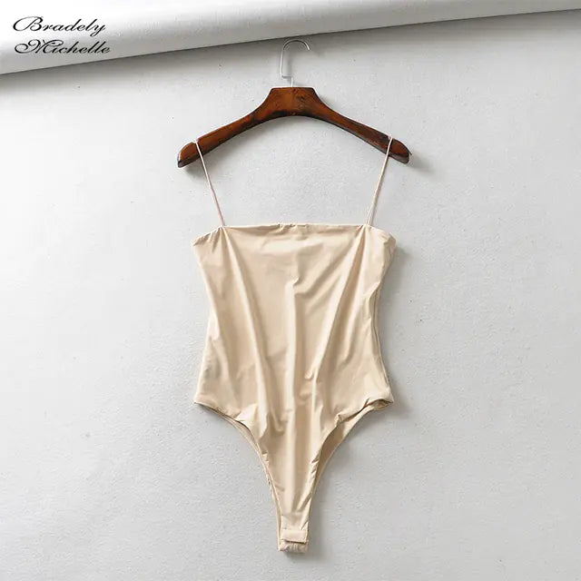 Neutral Spaghetti Strap Bodysuit