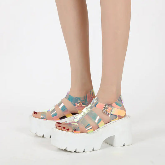 Translucent White Platform Sandals