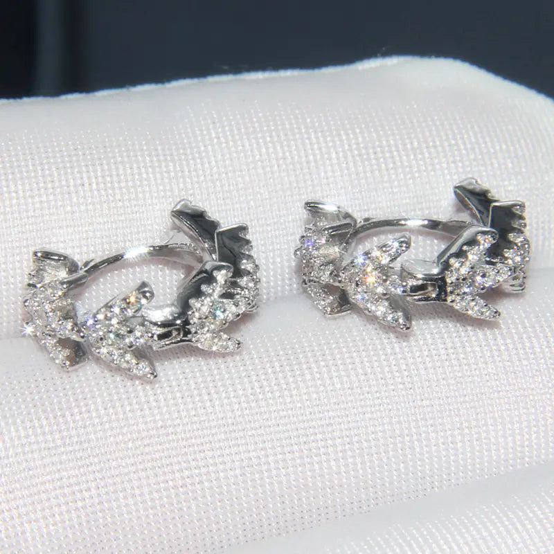 Laurel Leaf Crystal Hoop Earrings