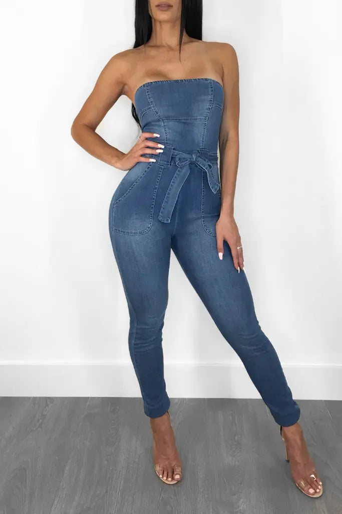 Victoria Strapless Denim Jumpsuit