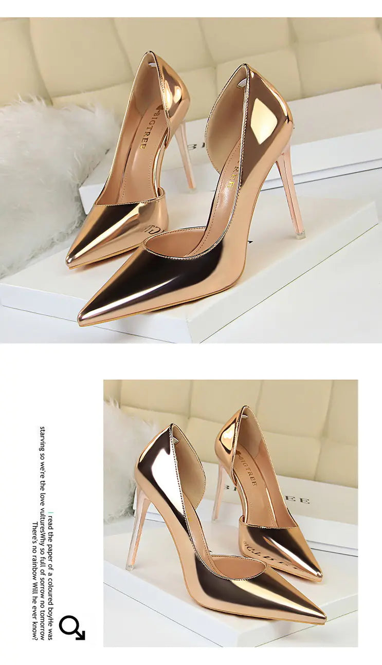 Stylish Metal Heel Pointed Toe Stilettos