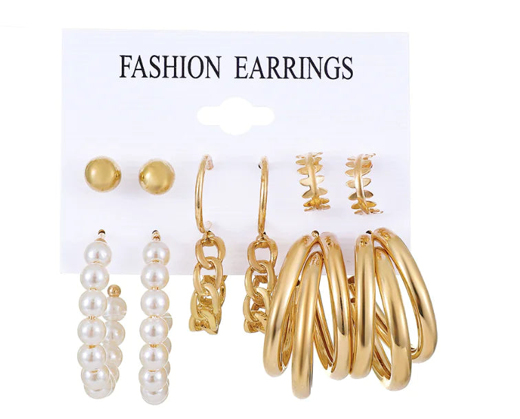 Korean Style Tassel Earrings Set (6 Pairs)